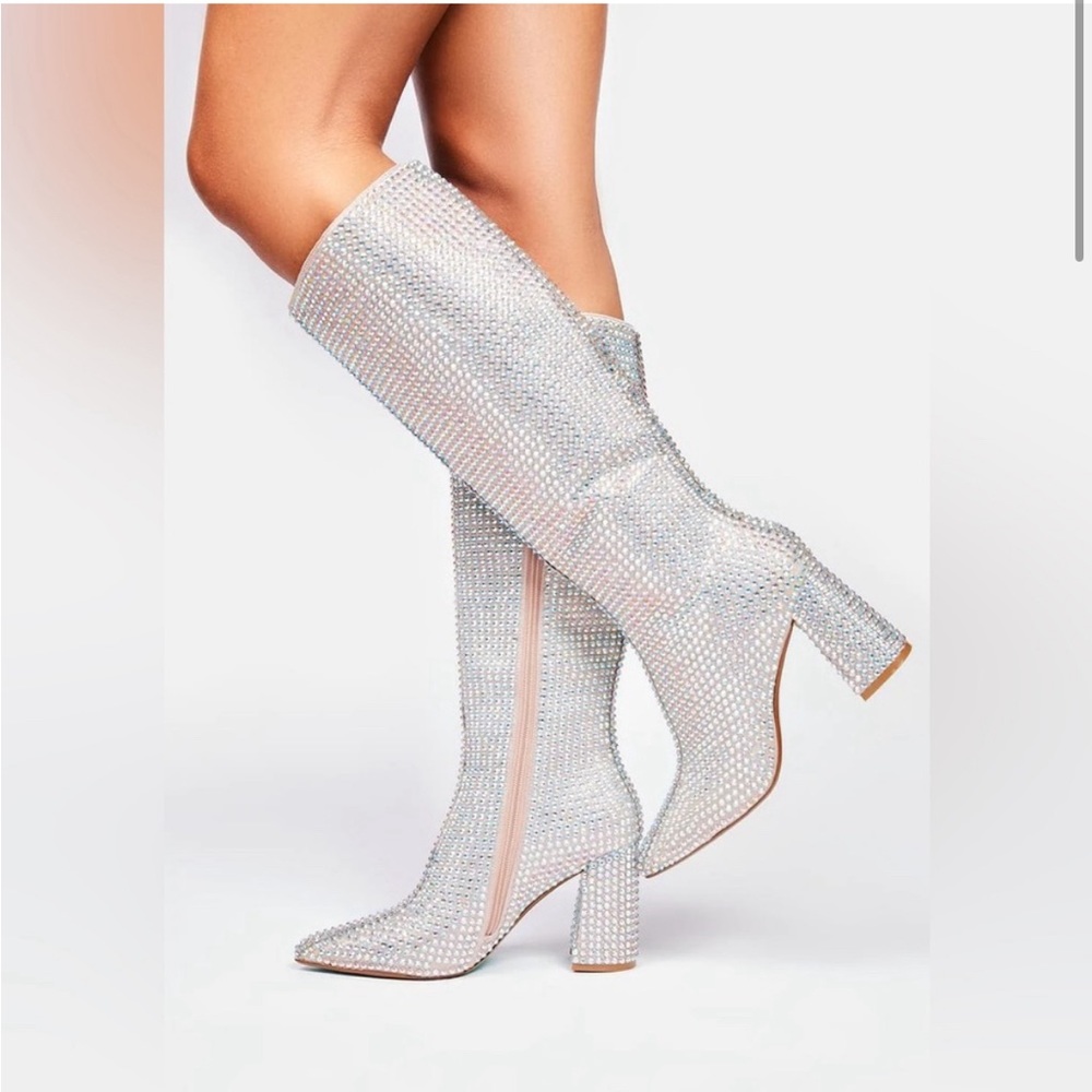 Betsey Johnson Fara Rhinstone Boots Knee High